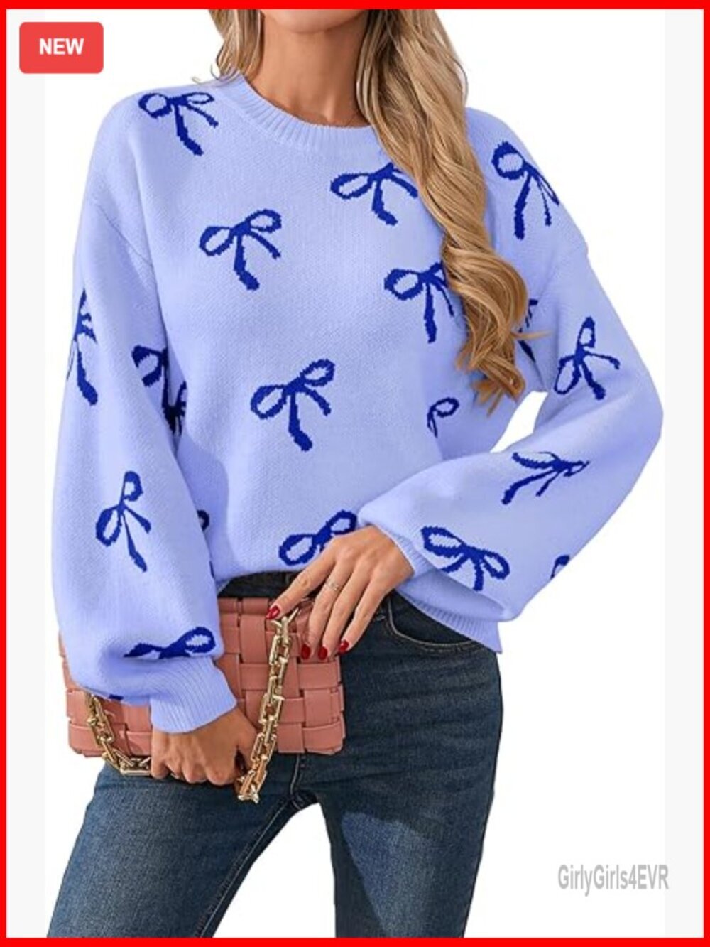 Oversized Valentine Heart Bow Pullover Sweater Crewneck Cozy